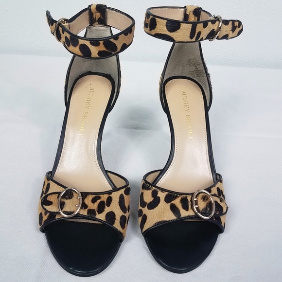 Audrey Brooke Leopard Ganauche Leather Heels Shoes - Picture 3 of 8